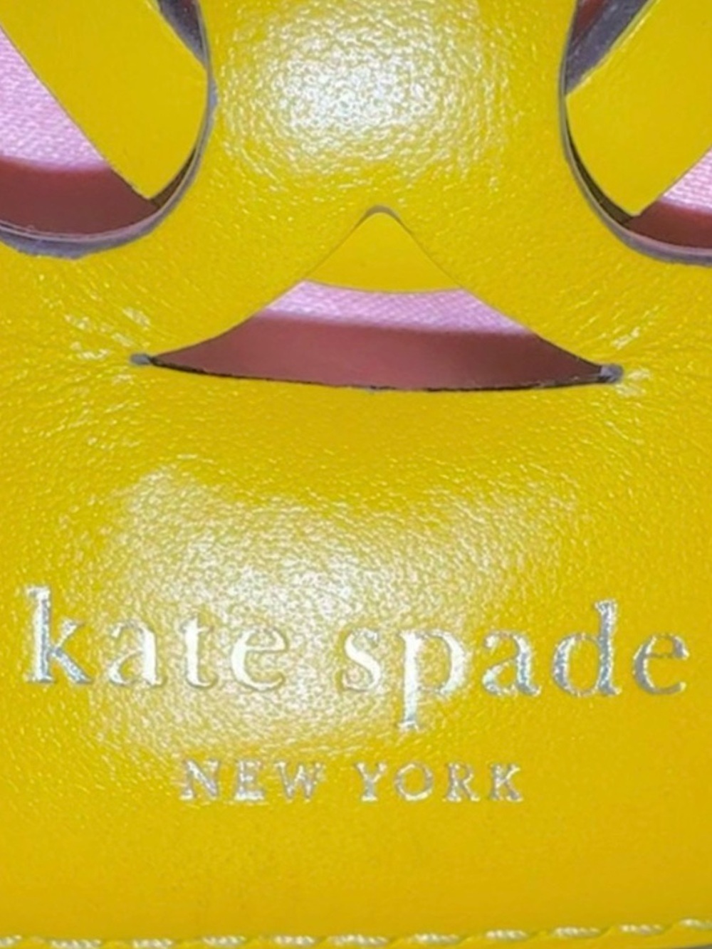 kate spade Yellow Cutout Leather Bucket Shoulder Bag with Pink Liner - Picture 7 of 9